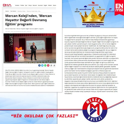 Mercan Hayattır Değerli Davranış Eğitim Programı Mercan koleji Türkiye Malatya En İyi Özel Okul Kolej