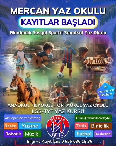 Mercan Koleji Malatya Yaz Okulu Kurs Programı Anaokulu, İlkokul, Ortaokul ve Lise